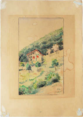 Неизвестный художник. Строение на склоне горы